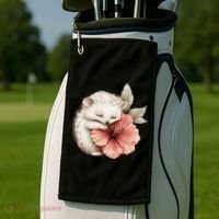 Cute Hedgehog Sleeping Hugging Flower Golf Towel thumb 2