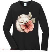 Cute Hedgehog Sleeping Hugging Flower Women's Long Sleeve Shirt thumb 0