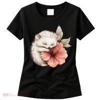 Cute Hedgehog Sleeping Hugging Flower Women's T-Shirt thumb 0