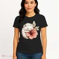 Cute Hedgehog Sleeping Hugging Flower Women's T-Shirt thumb 4