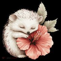 Cute Hedgehog Sleeping Hugging Flower Women's T-Shirt thumb 6