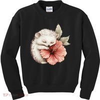 Cute Hedgehog Sleeping Hugging Flower Kids Sweatshirt thumb 0