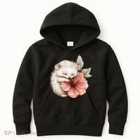 Cute Hedgehog Sleeping Hugging Flower Kids Hoodie thumb 0