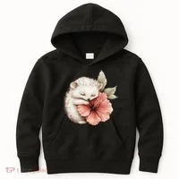 Cute Hedgehog Sleeping Hugging Flower Kids Hoodie thumb 0