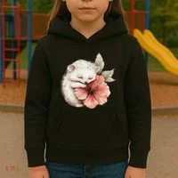 Cute Hedgehog Sleeping Hugging Flower Kids Hoodie thumb 3