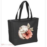 Cute Hedgehog Sleeping Hugging Flower Tote Bag thumb 2
