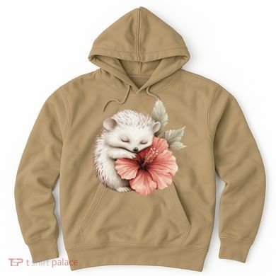 Cute Hedgehog Sleeping Hugging Flower Hoodie