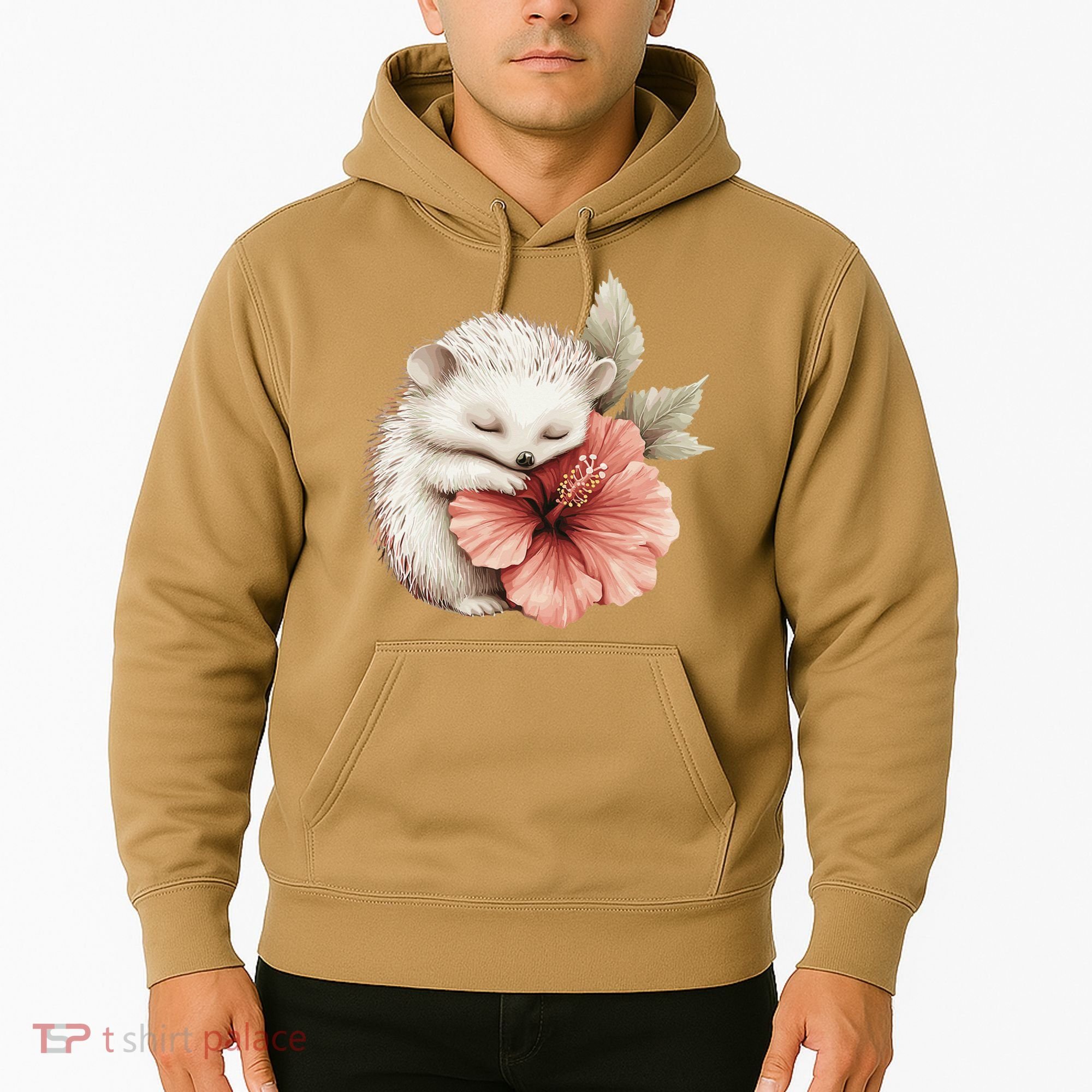 Cute Hedgehog Sleeping Hugging Flower Hoodie