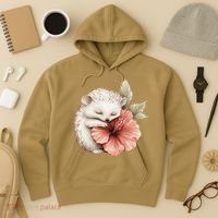 Cute Hedgehog Sleeping Hugging Flower Hoodie thumb 3