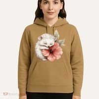 Cute Hedgehog Sleeping Hugging Flower Hoodie thumb 5