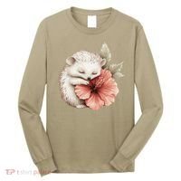 Cute Hedgehog Sleeping Hugging Flower Long Sleeve Shirt thumb 0