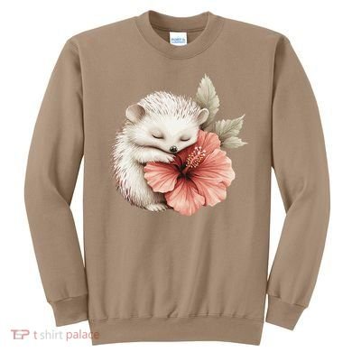 Cute Hedgehog Sleeping Hugging Flower Sweatshirt