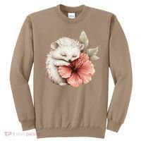 Cute Hedgehog Sleeping Hugging Flower Sweatshirt thumb 0