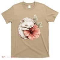 Cute Hedgehog Sleeping Hugging Flower T-Shirt thumb 0