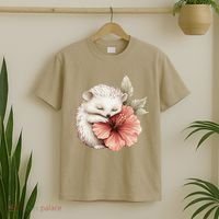 Cute Hedgehog Sleeping Hugging Flower T-Shirt thumb 2