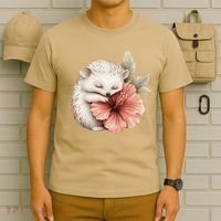 Cute Hedgehog Sleeping Hugging Flower T-Shirt thumb 6