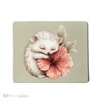 Cute Hedgehog Sleeping Hugging Flower Mousepad thumb 0