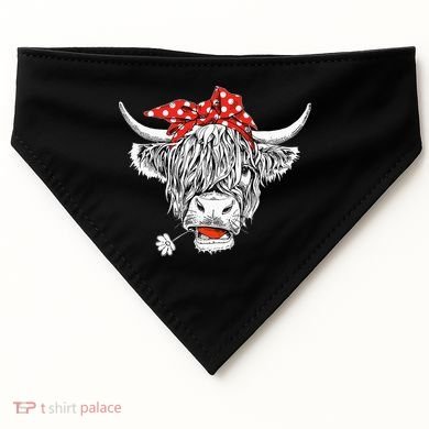 Cute Hairy Scottish Highland Cow USA-Made Doggie Bandana