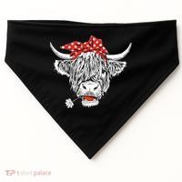 Cute Hairy Scottish Highland Cow USA-Made Doggie Bandana thumb 0