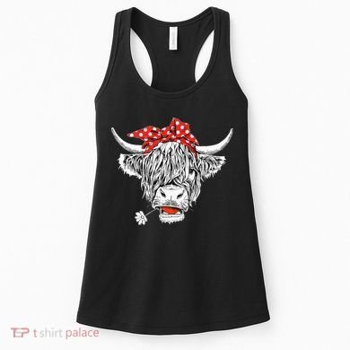 Cute Hairy Scottish Highland Cow Women's Tank Top