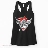 Cute Hairy Scottish Highland Cow Women's Tank Top thumb 0