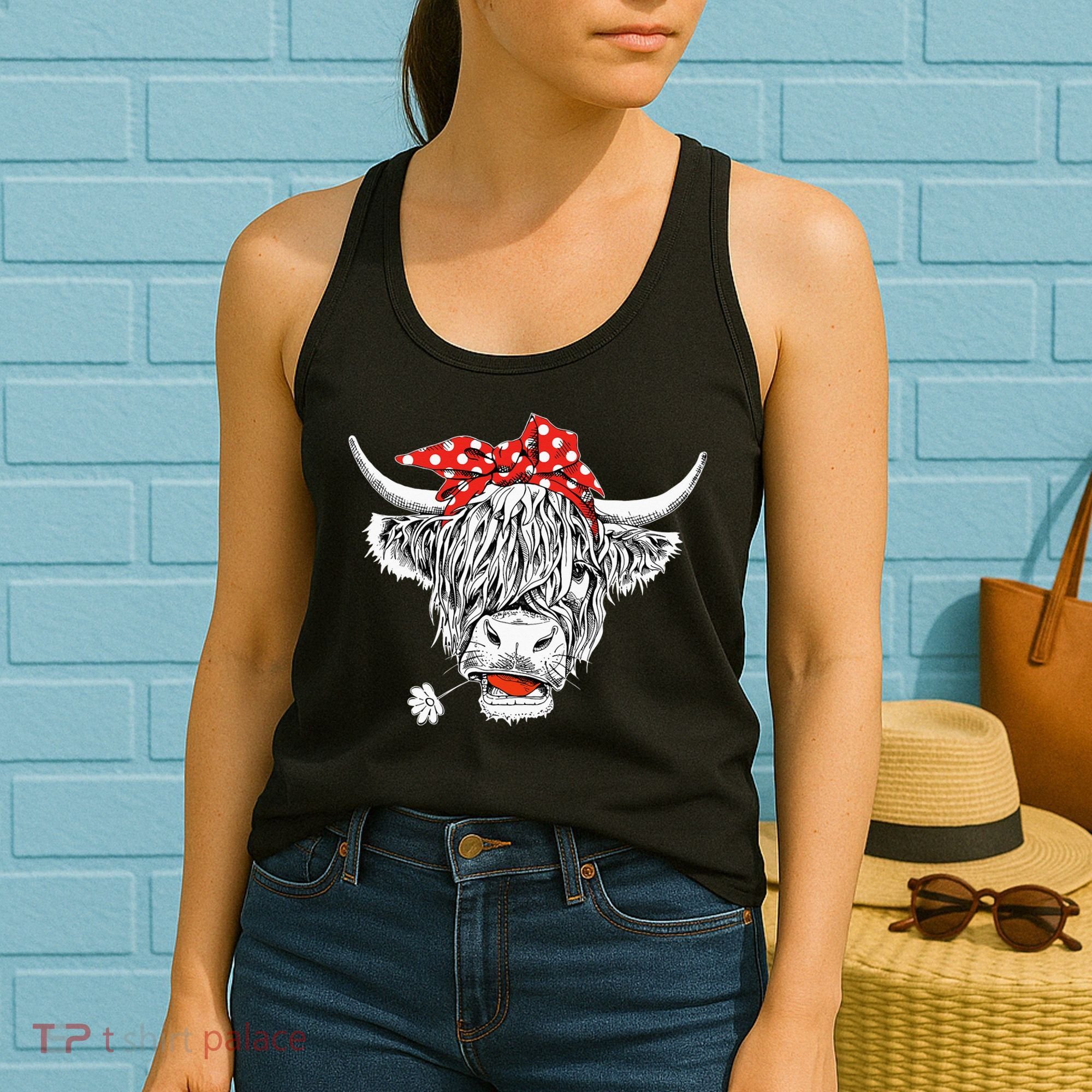 Cute Hairy Scottish Highland Cow Women's Tank Top