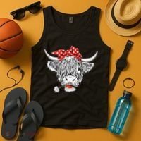 Cute Hairy Scottish Highland Cow Tank Top thumb 4