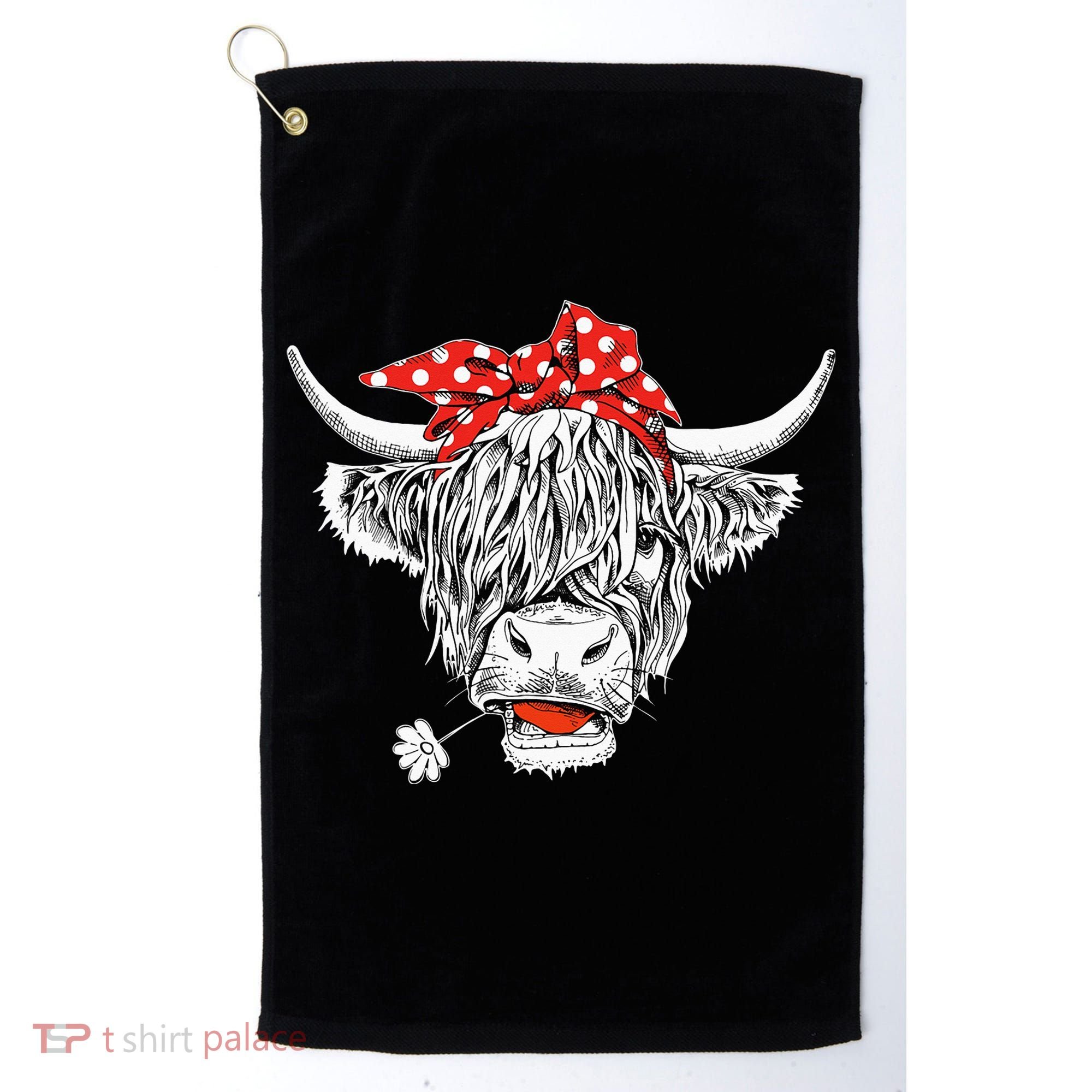 Cute Hairy Scottish Highland Cow Golf Towel