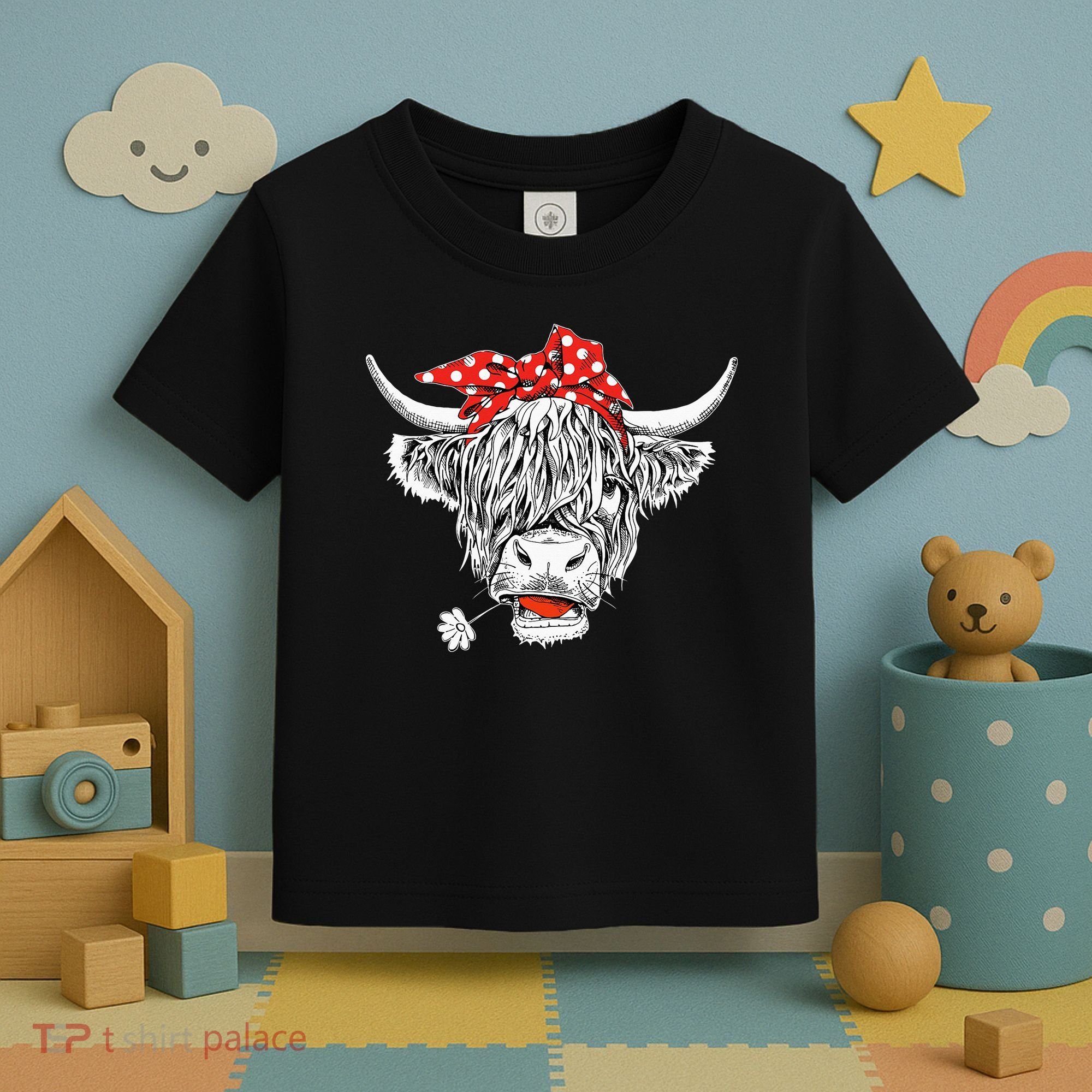 Cute Hairy Scottish Highland Cow Toddler T-Shirt