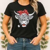 Cute Hairy Scottish Highland Cow Women's T-Shirt thumb 2