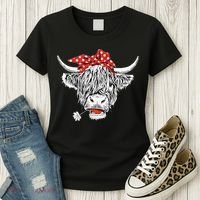 Cute Hairy Scottish Highland Cow Women's T-Shirt thumb 3