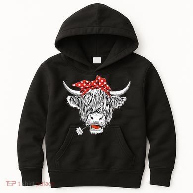 Cute Hairy Scottish Highland Cow Kids Hoodie