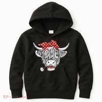 Cute Hairy Scottish Highland Cow Kids Hoodie thumb 0