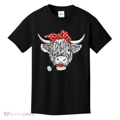 Cute Hairy Scottish Highland Cow Kids T-Shirt