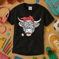 Cute Hairy Scottish Highland Cow Kids T-Shirt thumb 3