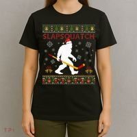 Christmas Hockey Sasquatch Slapsquatch Bigfoot T-Shirt thumb 4