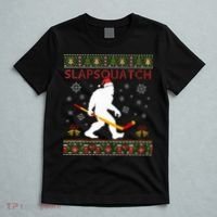 Christmas Hockey Sasquatch Slapsquatch Bigfoot T-Shirt thumb 5
