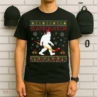 Christmas Hockey Sasquatch Slapsquatch Bigfoot T-Shirt thumb 6