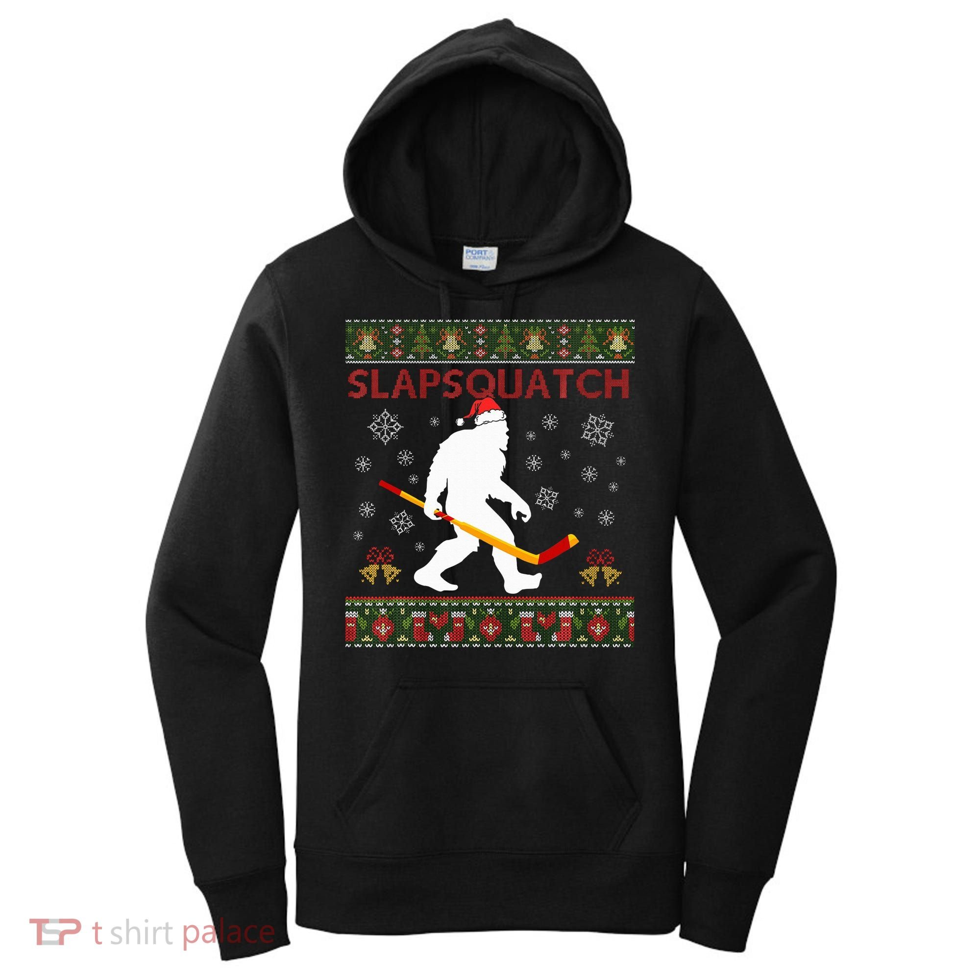 Christmas Hockey Sasquatch Slapsquatch Bigfoot Women's Hoodie