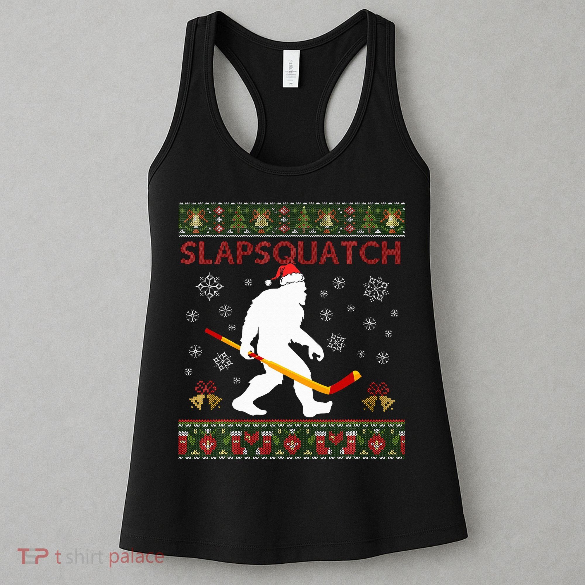 Christmas Hockey Sasquatch Slapsquatch Bigfoot Women's Tank Top