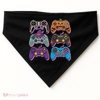 Cute Halloween Skeleton Zombie Gaming Control Gamer USA-Made Doggie Bandana thumb 0