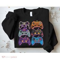 Cute Halloween Skeleton Zombie Gaming Control Gamer Sweatshirt thumb 2