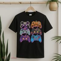 Cute Halloween Skeleton Zombie Gaming Control Gamer T-Shirt thumb 2