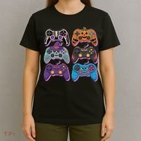 Cute Halloween Skeleton Zombie Gaming Control Gamer T-Shirt thumb 4