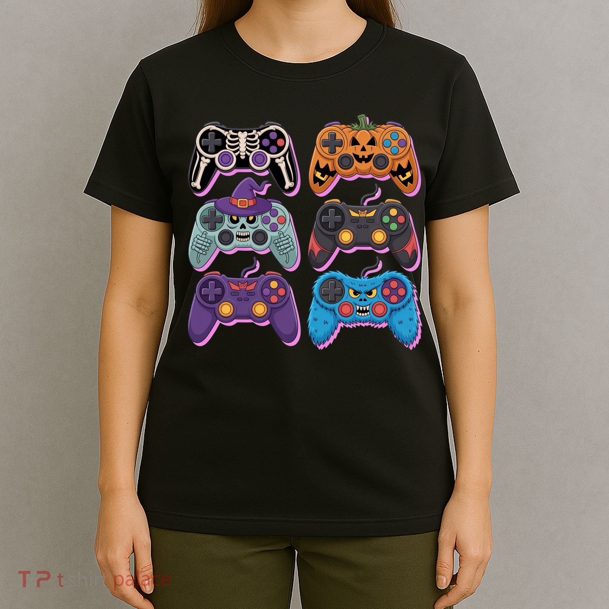 Cute Halloween Skeleton Zombie Gaming Control Gamer T-Shirt