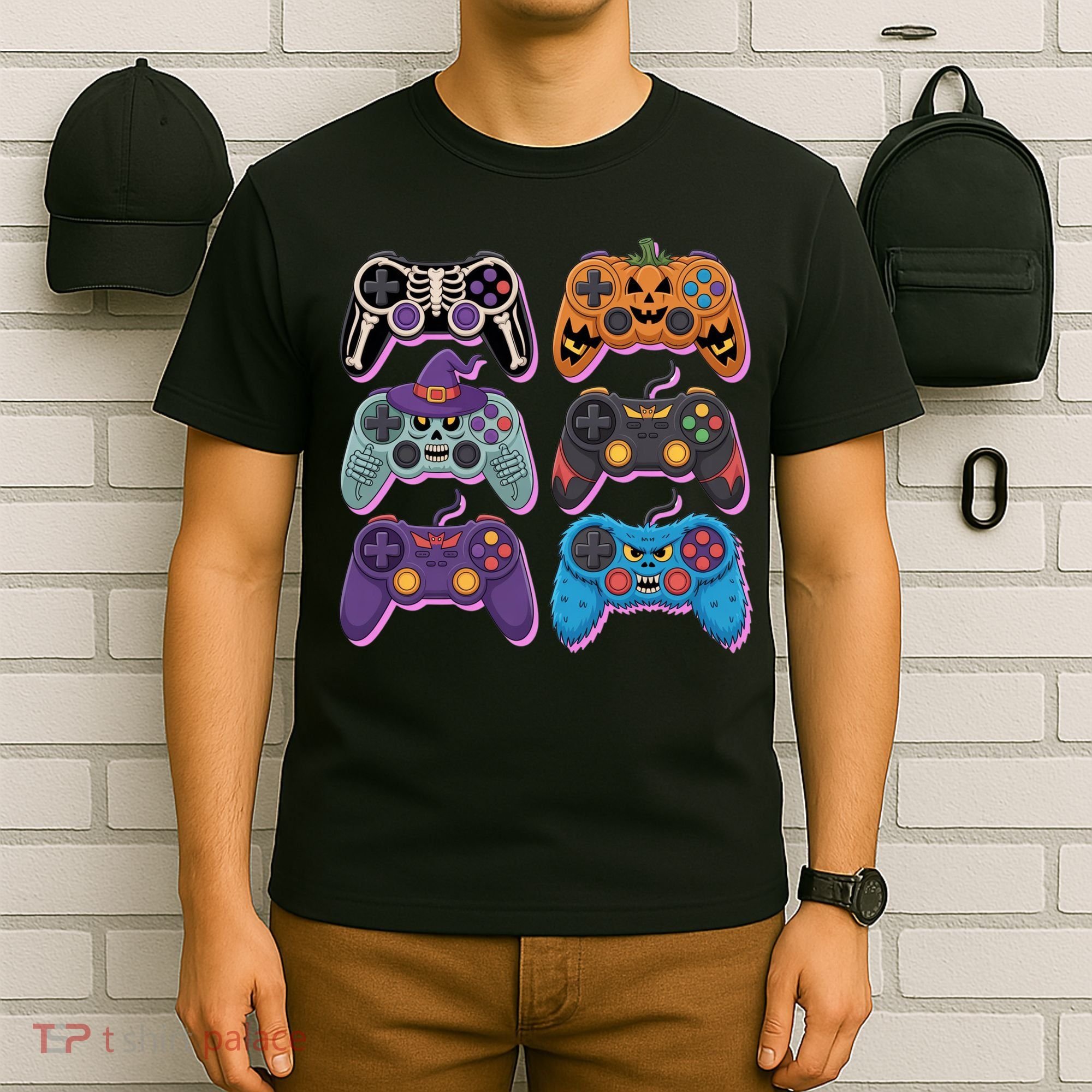 Cute Halloween Skeleton Zombie Gaming Control Gamer T-Shirt