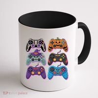Cute Halloween Skeleton Zombie Gaming Control Gamer Coffee Mug thumb 1