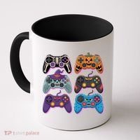 Cute Halloween Skeleton Zombie Gaming Control Gamer Coffee Mug thumb 0