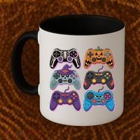 Cute Halloween Skeleton Zombie Gaming Control Gamer Coffee Mug thumb 2