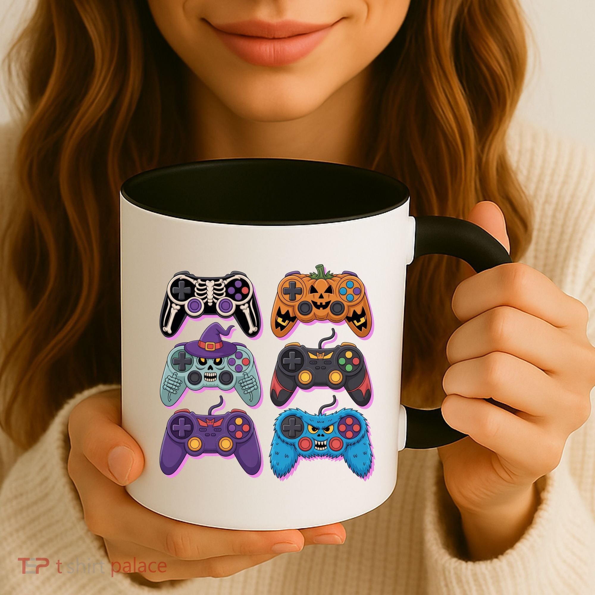 Cute Halloween Skeleton Zombie Gaming Control Gamer Coffee Mug